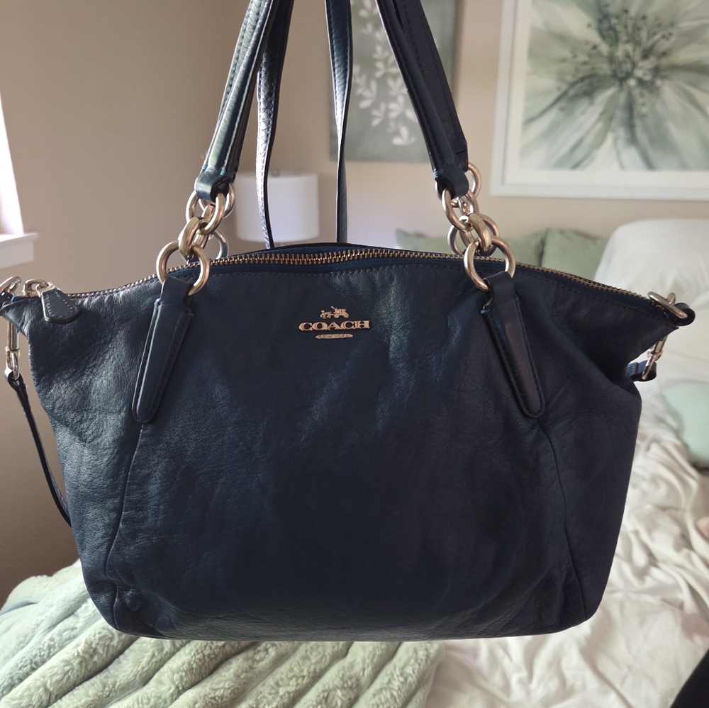 Coach Navy Leather Satchel